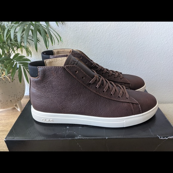 NEW Clae Bradley Mid Cocoa Leather Sneakers 11.5 - Picture 3 of 8